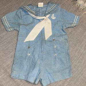 Vintage baby courdaroy sailor outfit